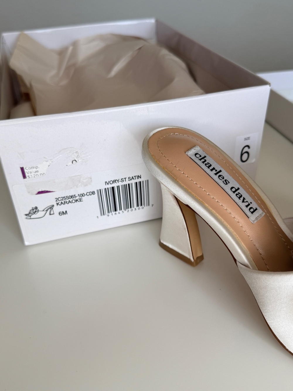 Charles David Cream Floral Slide Mules - Picture 3 of 6